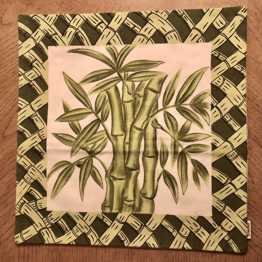 Designer Pillow Covers Hand Painted, Bamboo, 16" x 16" NEW!! Set of 2 Tropical!